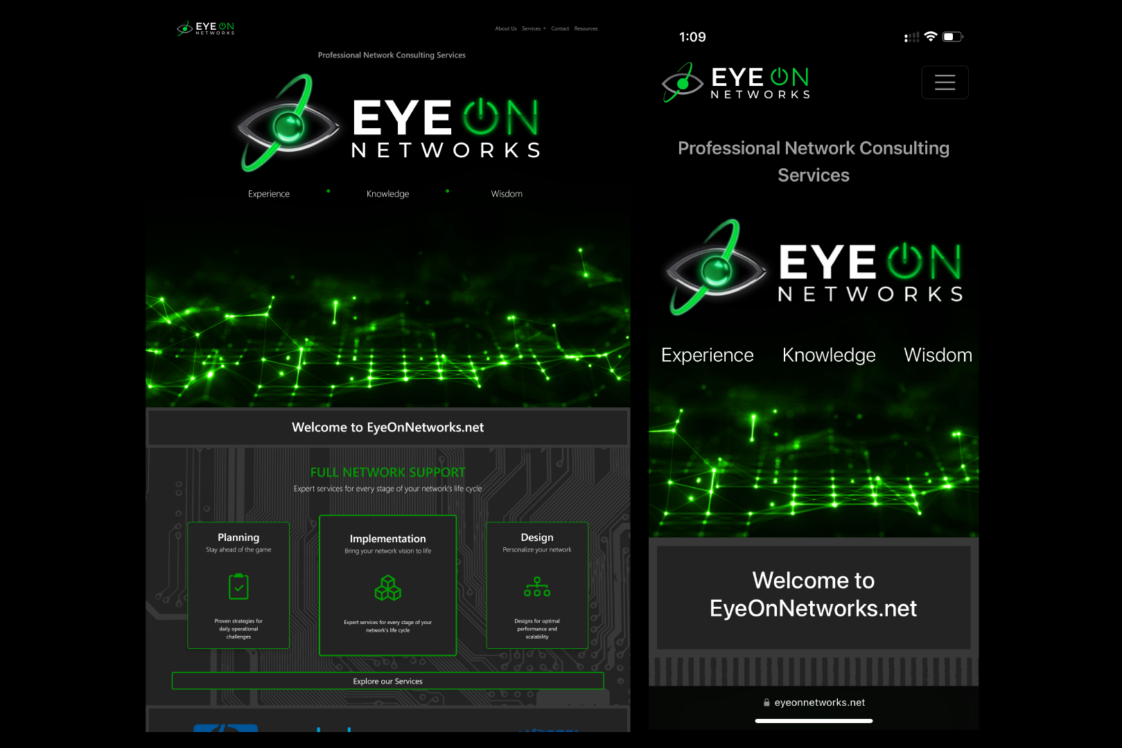EyeOn Networks website design